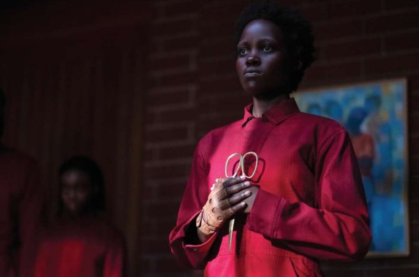 A movie still of Lupita Nyong'o as the character Red, from the 2019 film Us.