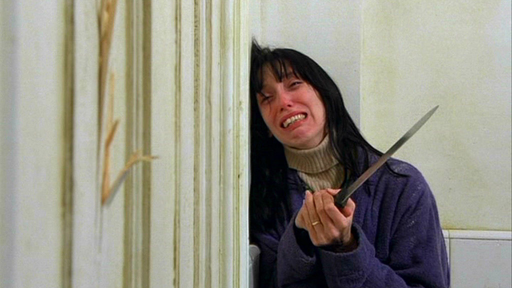 Shelley Duvall as Wendy Torrance in movie still from The Shining.