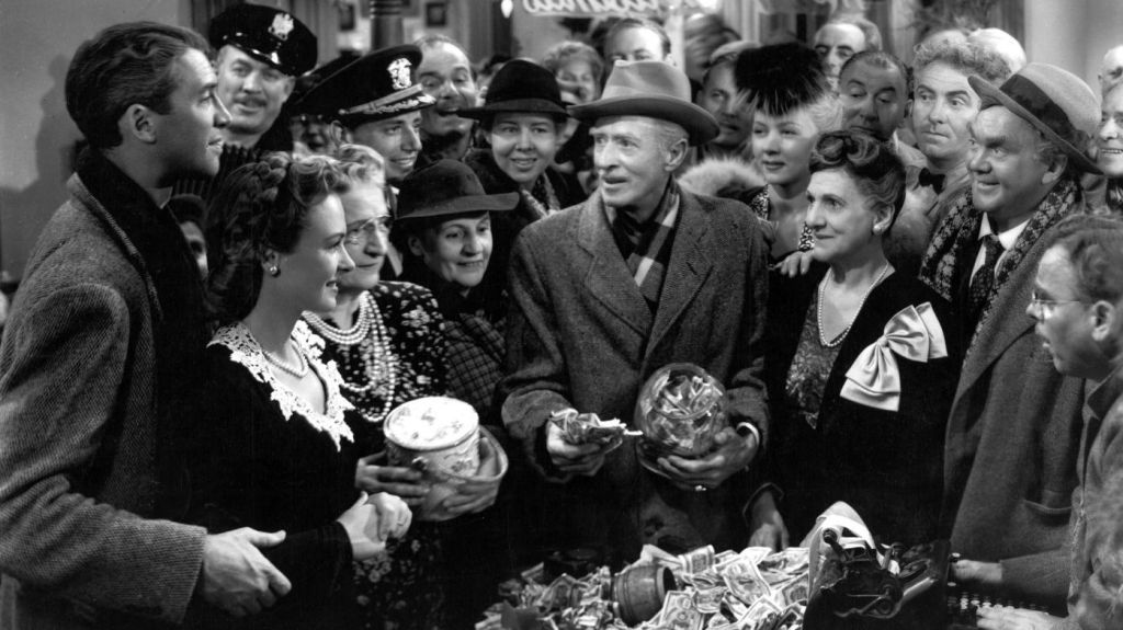 The town of Bedford Falls sits around a group of money for George Bailey