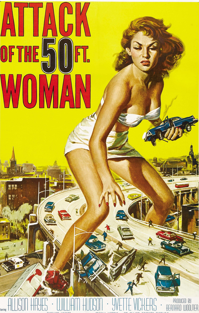 The iconic poster of a 50 foot woman terrorising a highway.