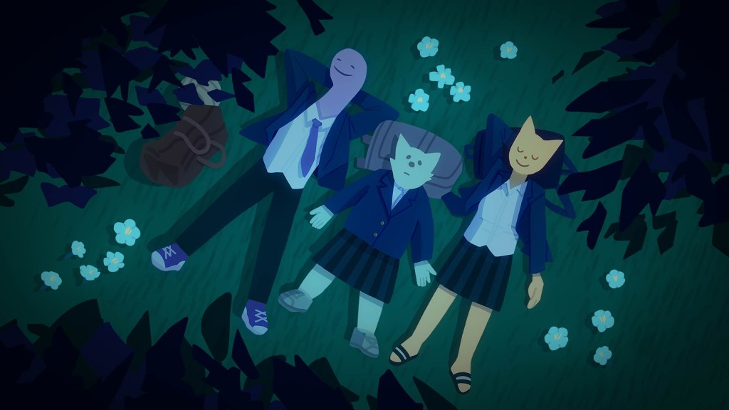 Seolgi and her friends lie in the grass, staring up at shooting stars.